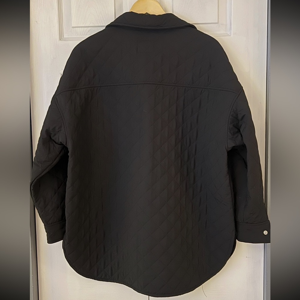 Quilted Button-Front Shacket Jacket - Black - Picture 6 of 6